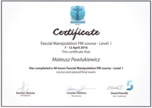 certyfikat Manipulacja Powięzi - Poziom 1