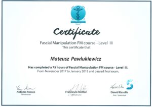 certyfikat Manipulacja Powięzi - Poziom 3