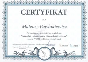 certyfikat Bogusław Mazur - Kręgosłup 4