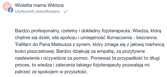 opinia pacjenta 10 - fizjoterapeuta katowice