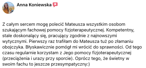 opinia pacjenta 1 - fizjoterapeuta katowice