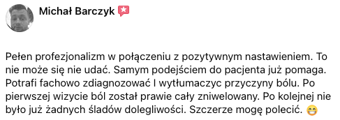 opinia pacjenta 6 - fizjoterapeuta katowice