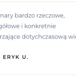 Opinia Eryka U na temat webinaru wywiad fizjoterapeutyczny.