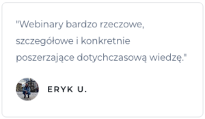 Opinia Eryka U na temat webinaru wywiad fizjoterapeutyczny.