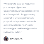 Opinia Natalii W na temat webinaru wywiad fizjoterapeutyczny.