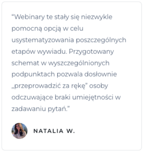 Opinia Natalii W na temat webinaru wywiad fizjoterapeutyczny.